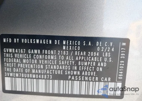 2024 Volkswagen Jetta 1.5T Se from USA, damaged, VIN 3VWEM7BU8RM048873